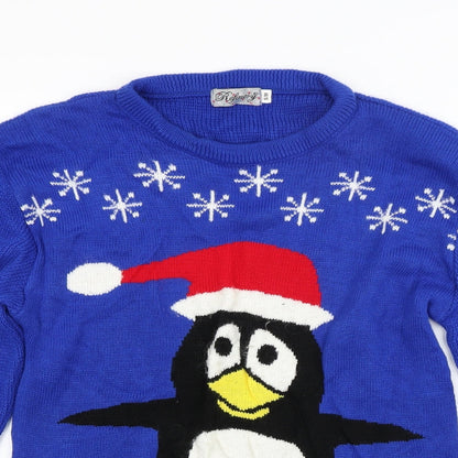 Refinery Mens Blue  Knit Pullover Jumper Size M  - Christmas jumper