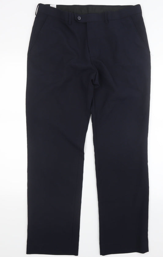 Henri Ross Mens Blue   Trousers  Size 34 in L30 in