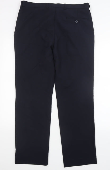 Henri Ross Mens Blue   Trousers  Size 34 in L30 in