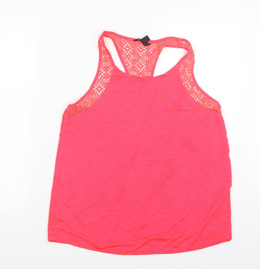 Womens UK Size L New Look Pink Basic Tank