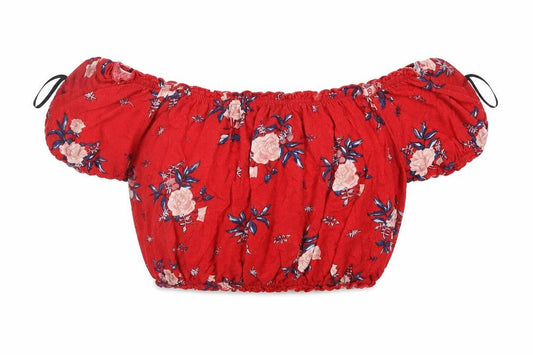 Womens UK Size M Divided by H&M Red Cropped T-Shirt