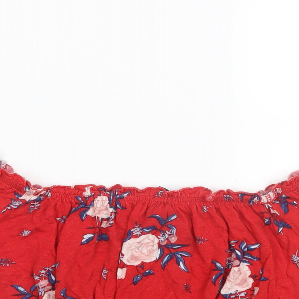 Womens UK Size M Divided by H&M Red Cropped T-Shirt