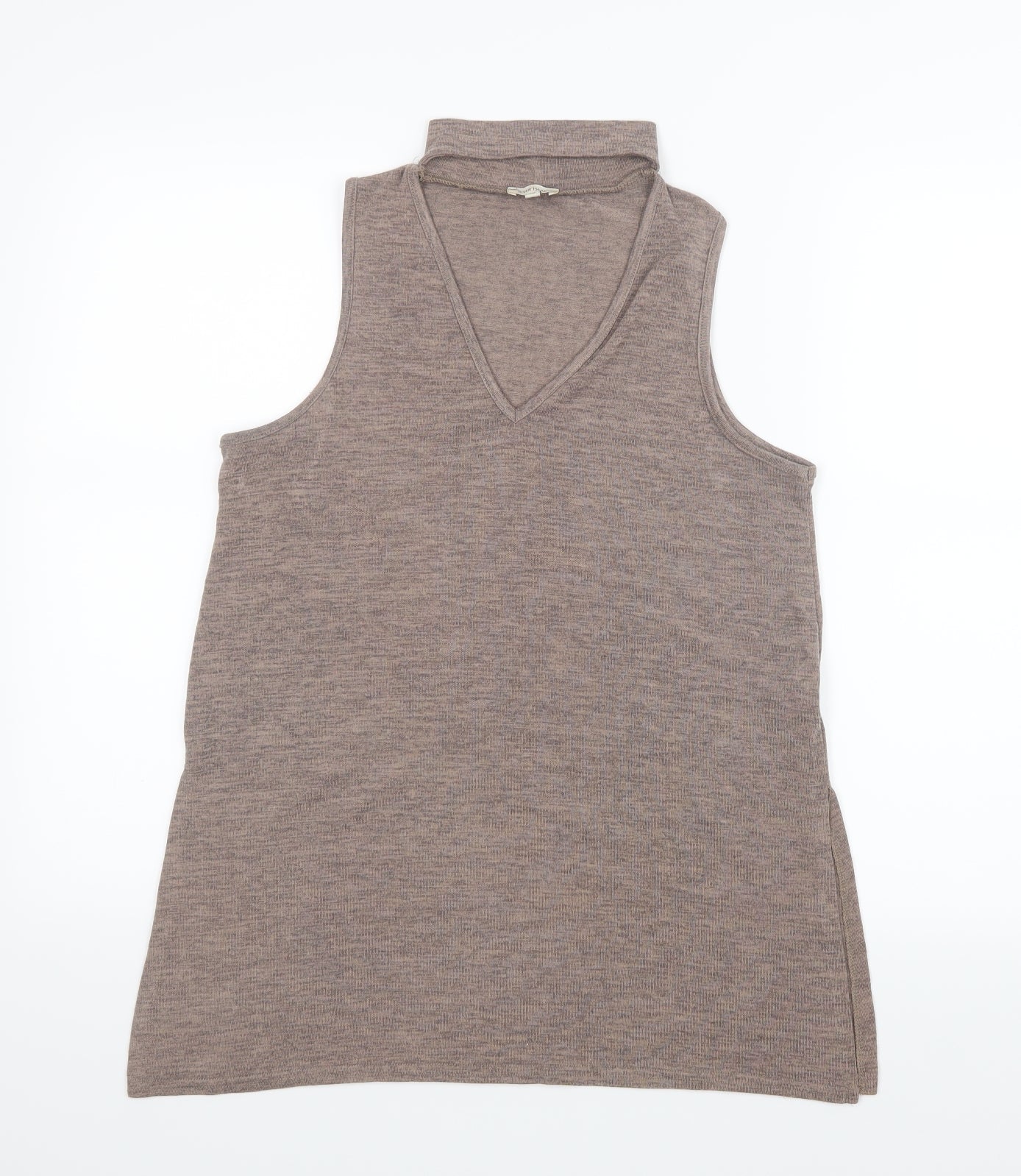 Womens UK Size 10 River Island Beige Basic T-Shirt