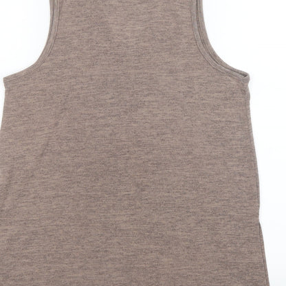 Womens UK Size 10 River Island Beige Basic T-Shirt