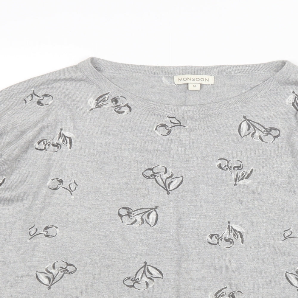 Womens UK Size M Monsoon Grey Basic T-Shirt