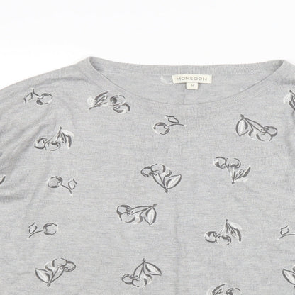 Womens UK Size M Monsoon Grey Basic T-Shirt