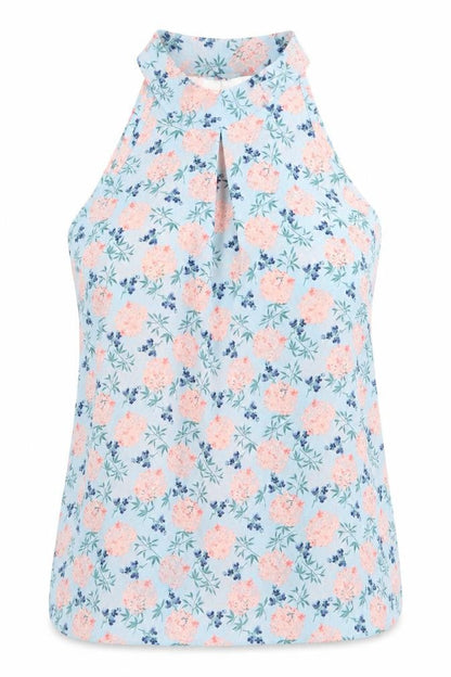Tu Womens Blue Floral  Basic Tank Size 10