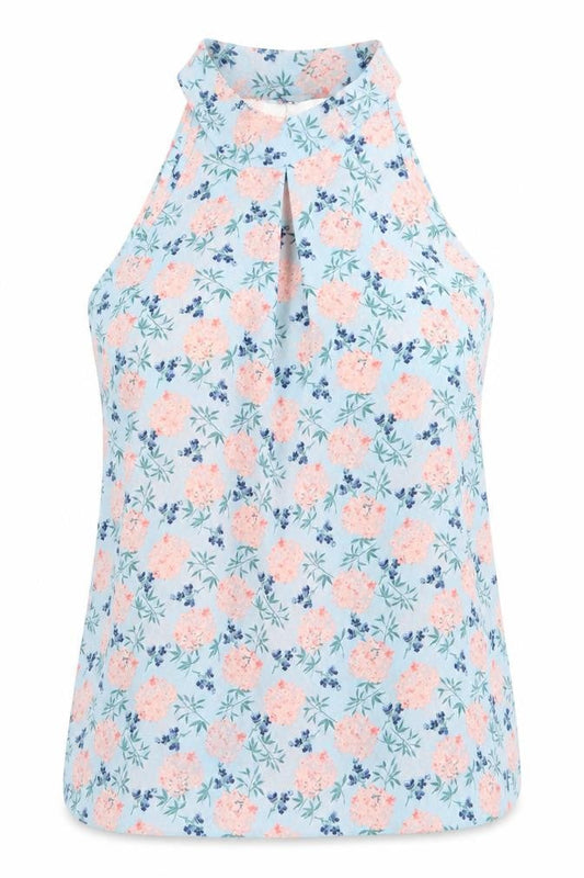 Tu Womens Blue Floral  Basic Tank Size 10