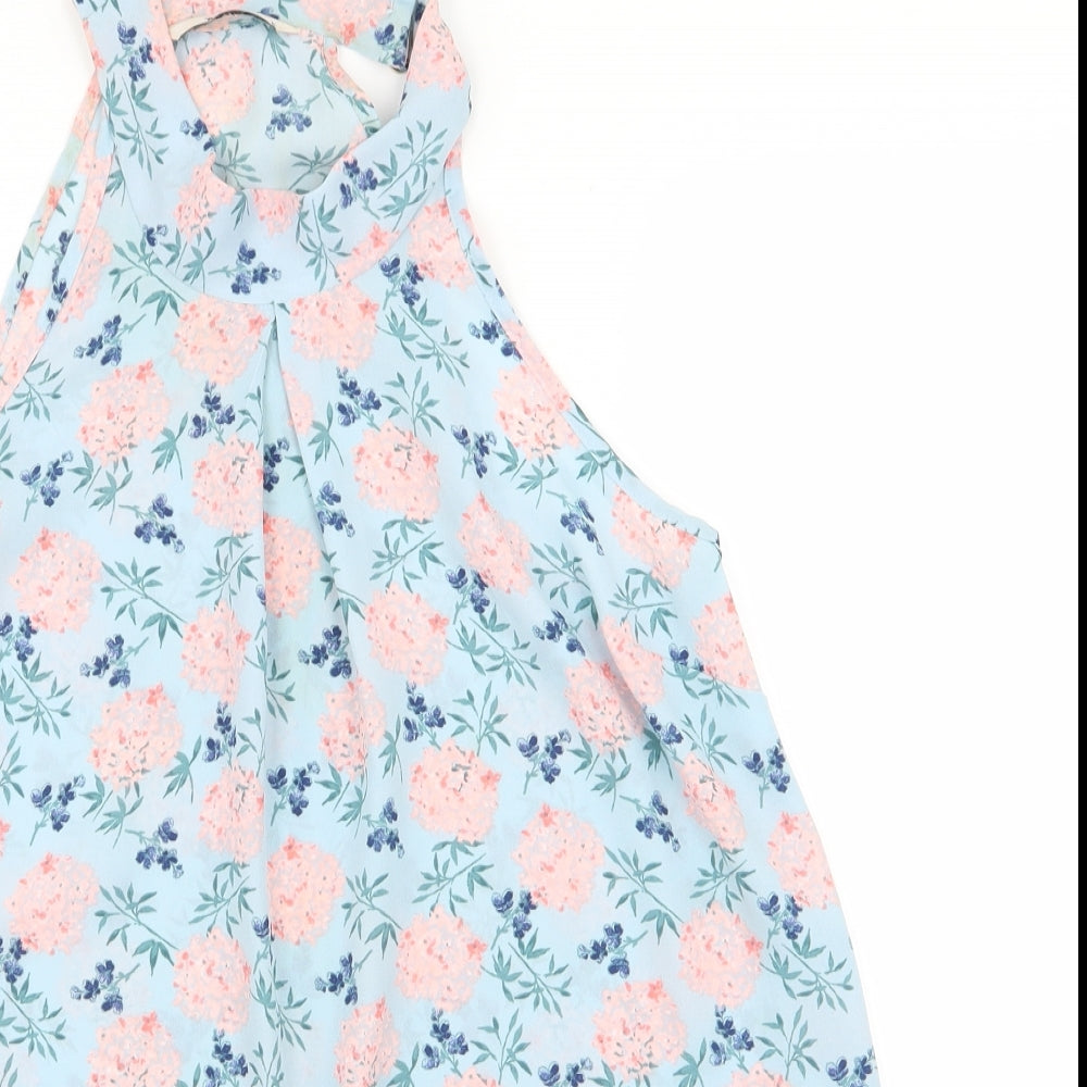 TU Womens Blue Floral  Basic Tank Size 10