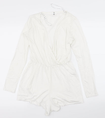 Missguided Womens White   Playsuit One-Piece Size 6