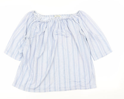 Asda George Womens Blue Striped  Basic T-Shirt Size 12