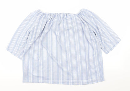 Asda George Womens Blue Striped  Basic T-Shirt Size 12