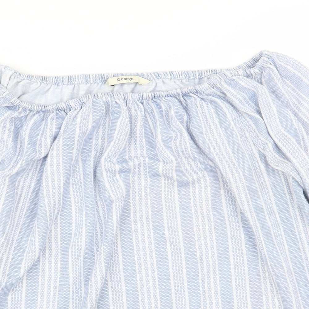 Asda George Womens Blue Striped  Basic T-Shirt Size 12