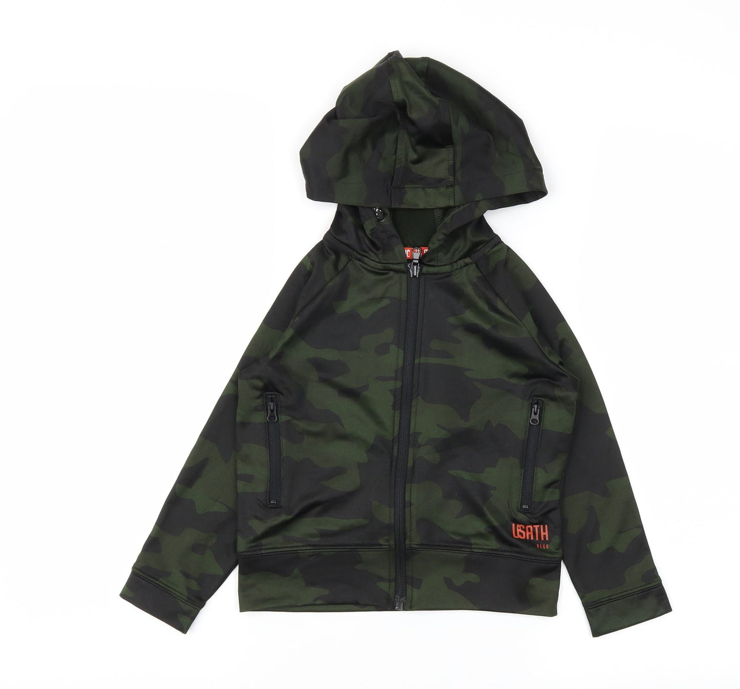 Preworn Boys Green Camouflage  Full Zip Sweatshirt Size 4 Years