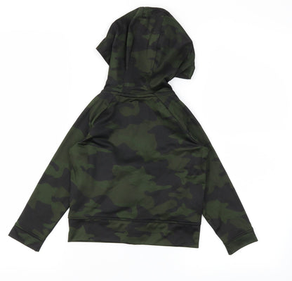 Preworn Boys Green Camouflage  Full Zip Sweatshirt Size 4 Years