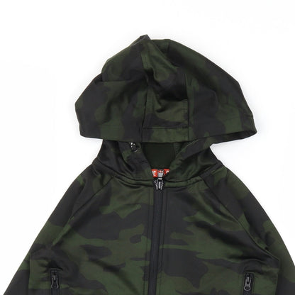 Preworn Boys Green Camouflage  Full Zip Sweatshirt Size 4 Years