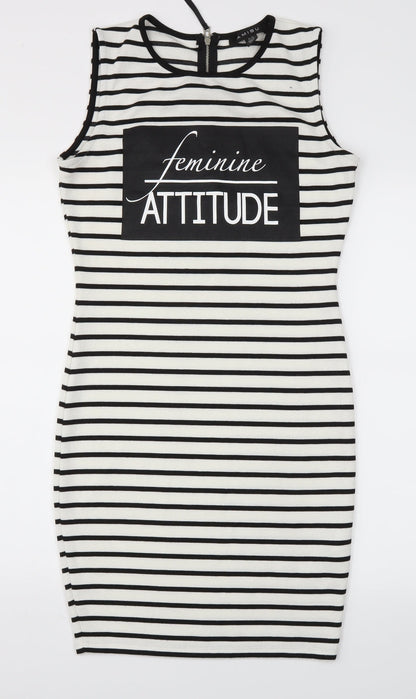 Amisu Womens Silver Striped  A-Line  Size 10