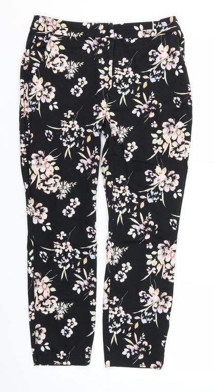 Primark Womens Black Floral  Trousers  Size 10 L26 in