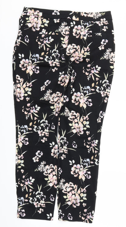 Primark Womens Black Floral  Trousers  Size 10 L26 in