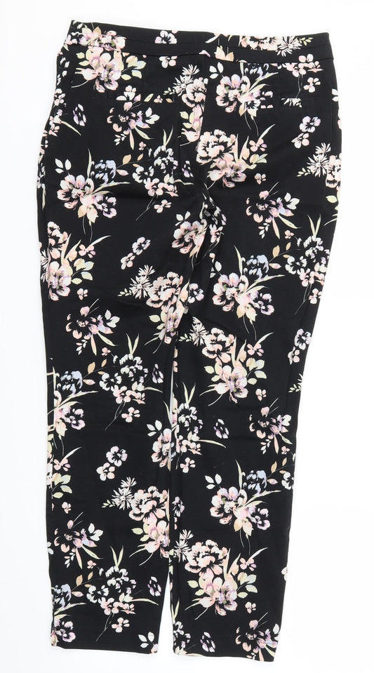 Primark Womens Black Floral  Trousers  Size 10 L26 in