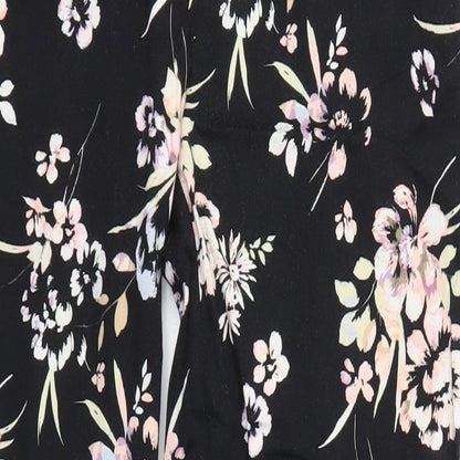 Primark Womens Black Floral  Trousers  Size 10 L26 in