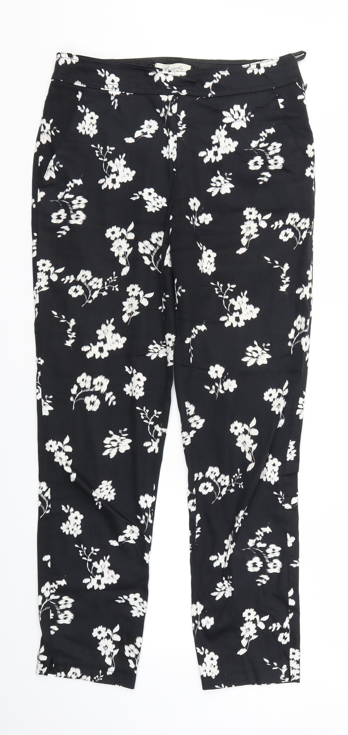 PEAOCKS Womens Black Floral  Sweatpants Trousers Size 8 L29 in