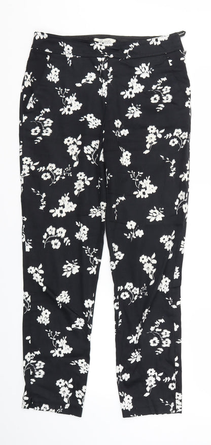 PEAOCKS Womens Black Floral  Sweatpants Trousers Size 8 L29 in