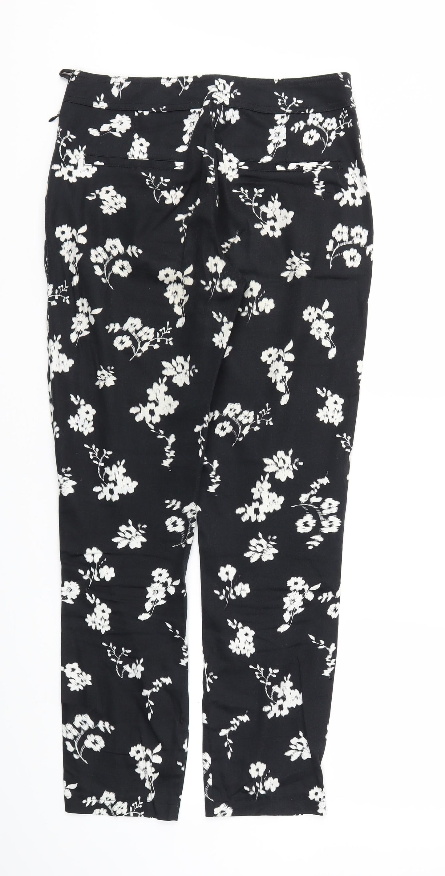 PEAOCKS Womens Black Floral  Sweatpants Trousers Size 8 L29 in