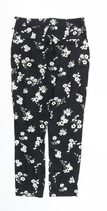 PEAOCKS Womens Black Floral  Sweatpants Trousers Size 8 L29 in