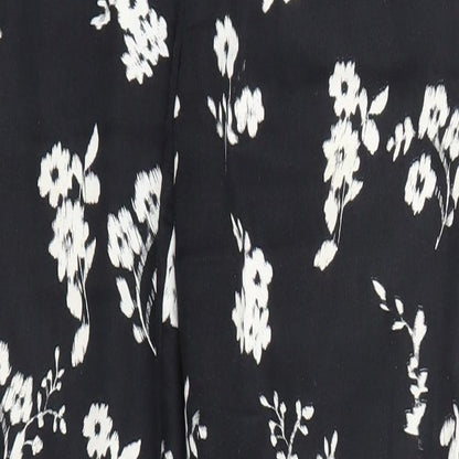 PEAOCKS Womens Black Floral  Sweatpants Trousers Size 8 L29 in