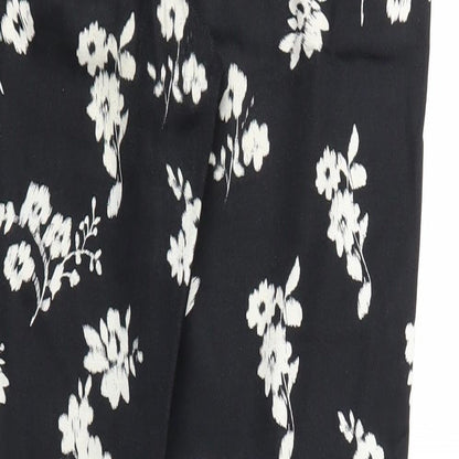 PEAOCKS Womens Black Floral  Sweatpants Trousers Size 8 L29 in