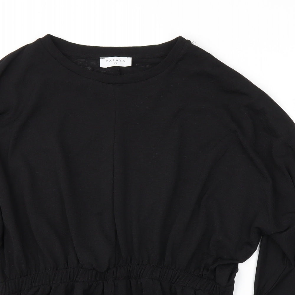 Papaya Womens Black   Basic T-Shirt Size 12