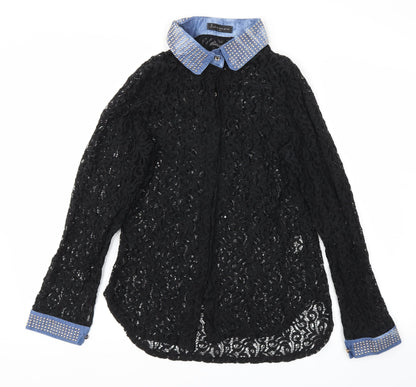lemon  Womens Black   Basic Button-Up Size XL