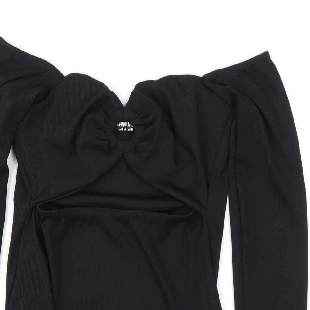 Fashion Union Womens Black   Bodysuit One-Piece Size 10