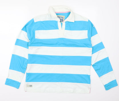 Gil Elements Womens Blue Striped  Pullover Sweatshirt Size 12