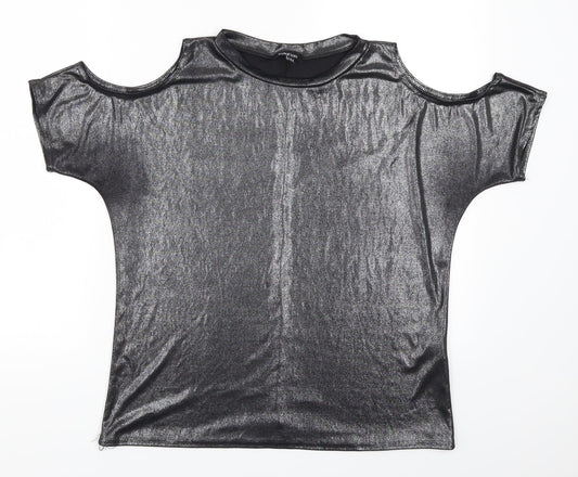 Boohoo Womens Grey   Basic T-Shirt Size 10  - Cold Shoulder