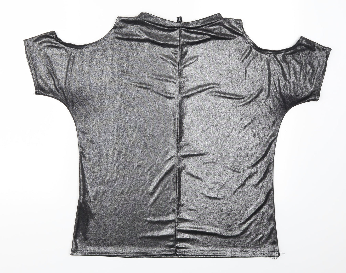 Boohoo Womens Grey   Basic T-Shirt Size 10  - Cold Shoulder