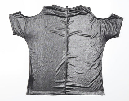 Boohoo Womens Grey   Basic T-Shirt Size 10  - Cold Shoulder