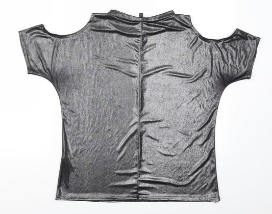 Boohoo Womens Grey   Basic T-Shirt Size 10  - Cold Shoulder