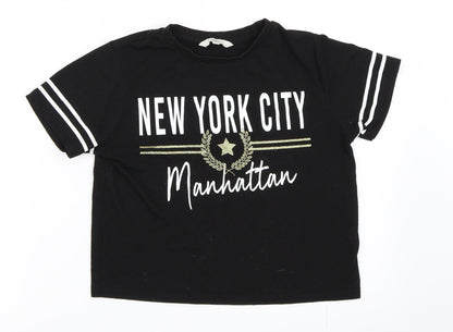 Miss Evie Girls Black   Basic T-Shirt Size 9-10 Years