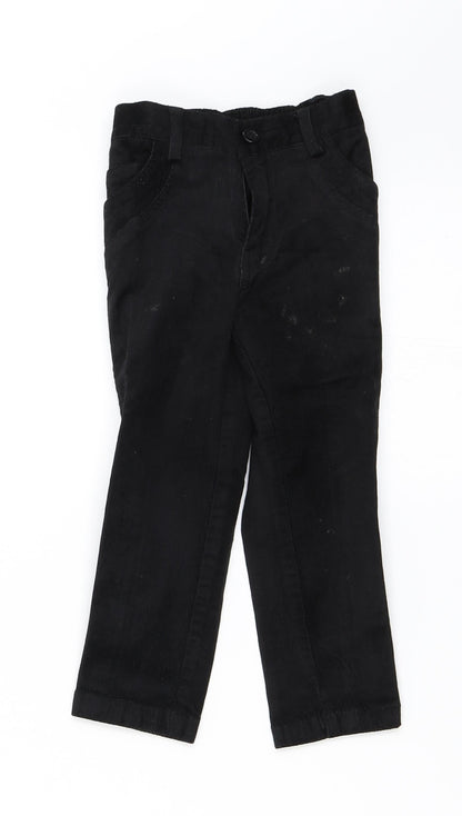 Preworn Girls Black  Corduroy Straight Jeans Size 2 Years