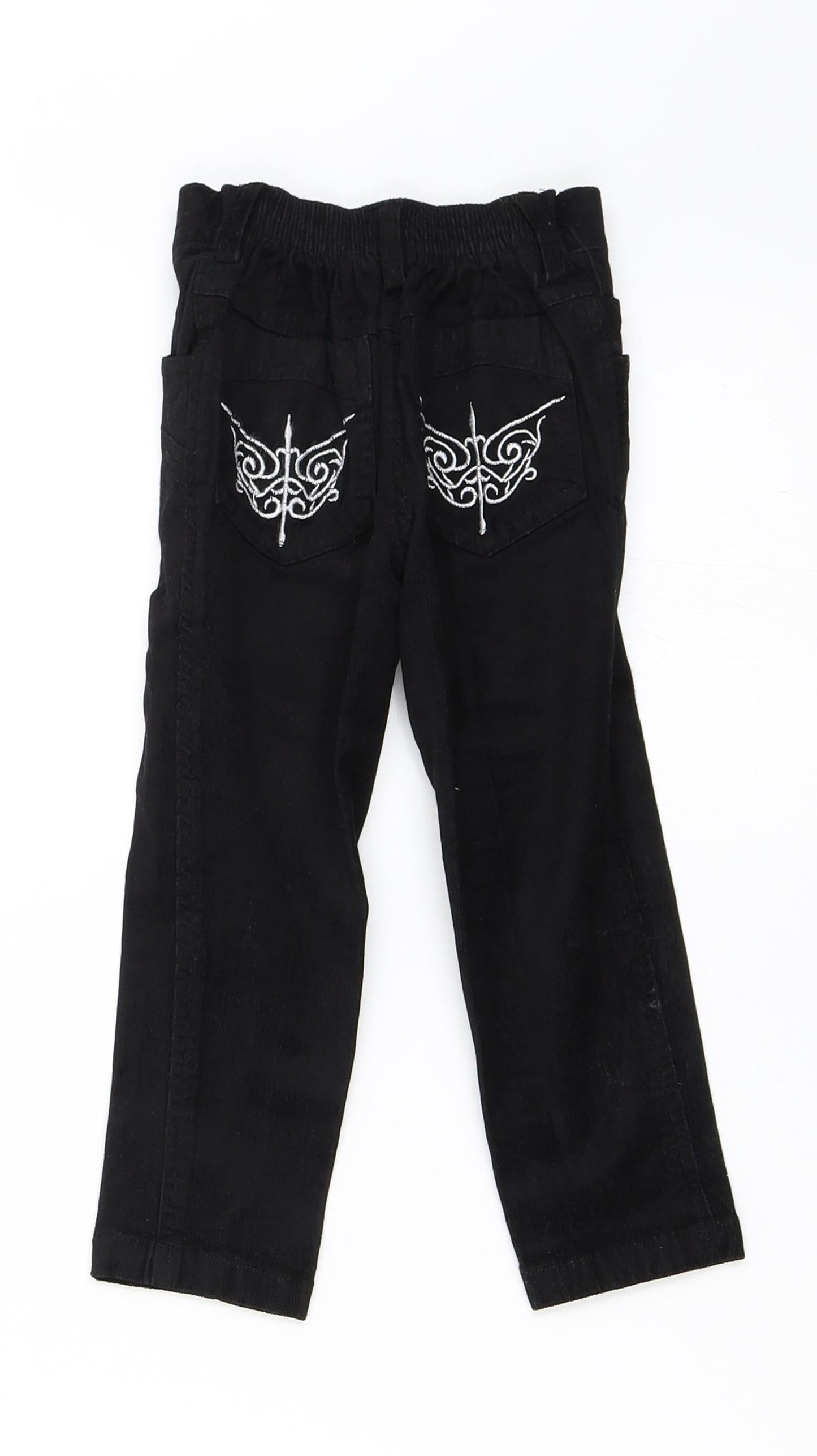 Preworn Girls Black  Corduroy Straight Jeans Size 2 Years
