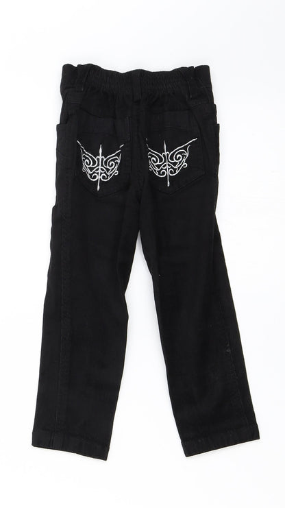 Preworn Girls Black  Corduroy Straight Jeans Size 2 Years