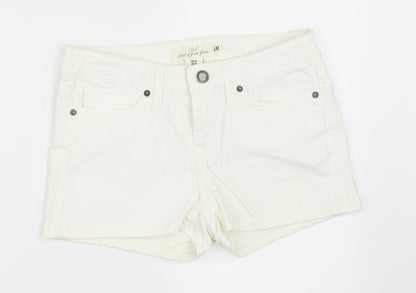 H&M Womens White  Denim Hot Pants Shorts Size 26 in