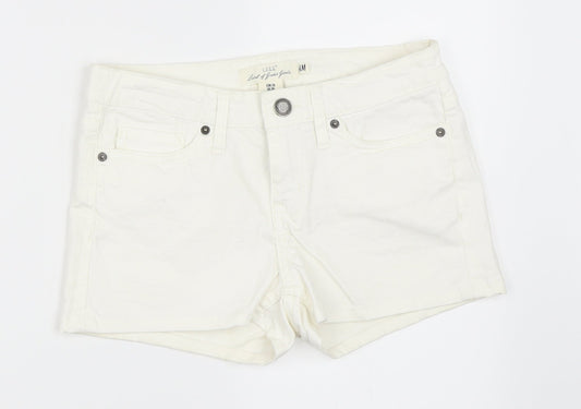 H&M Womens White  Denim Hot Pants Shorts Size 26 in