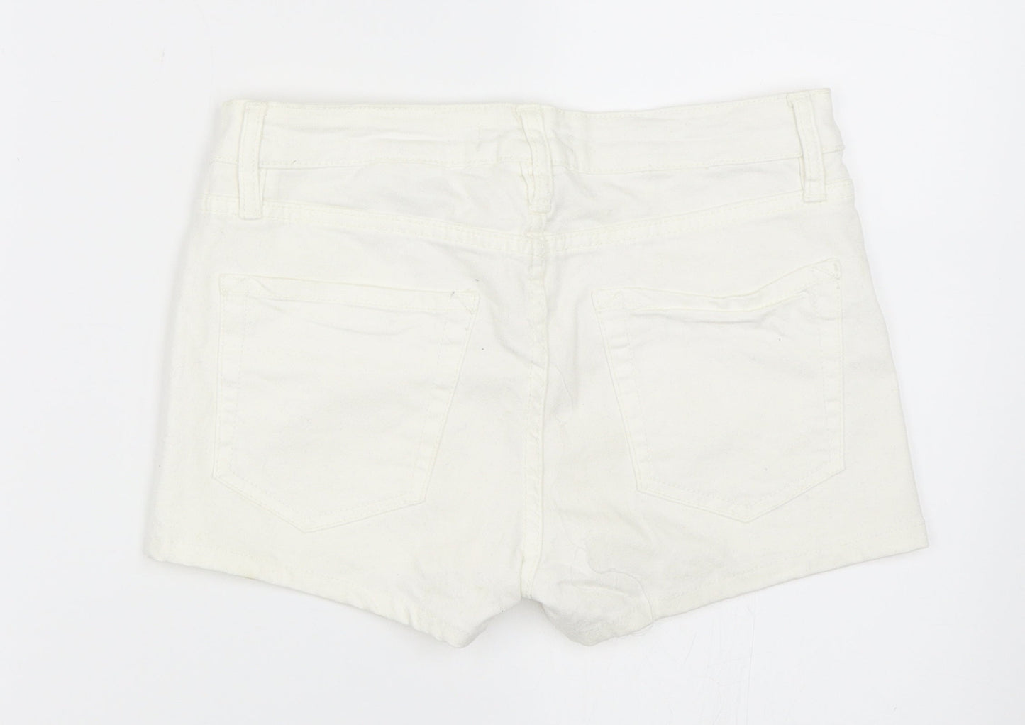 H&M Womens White  Denim Hot Pants Shorts Size 26 in