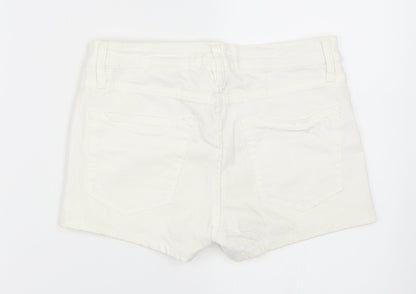 H&M Womens White  Denim Hot Pants Shorts Size 26 in