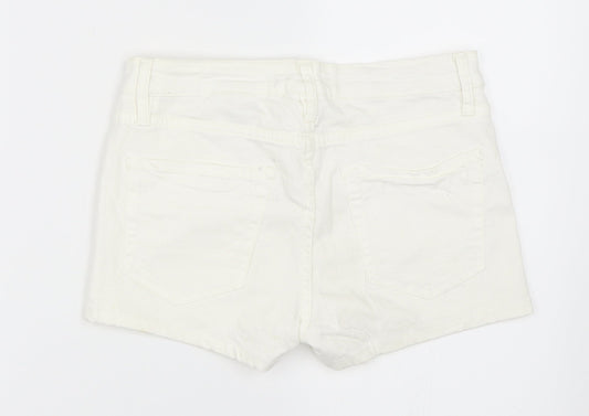 H&M Womens White  Denim Hot Pants Shorts Size 26 in