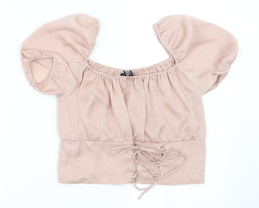 Womens UK Size M Motel Pink Cropped Blouse