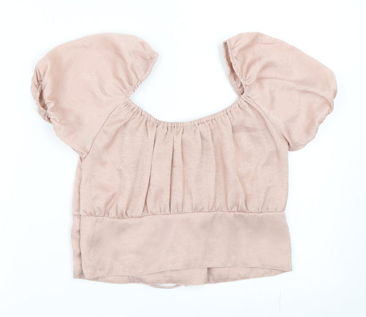 Womens UK Size M Motel Pink Cropped Blouse
